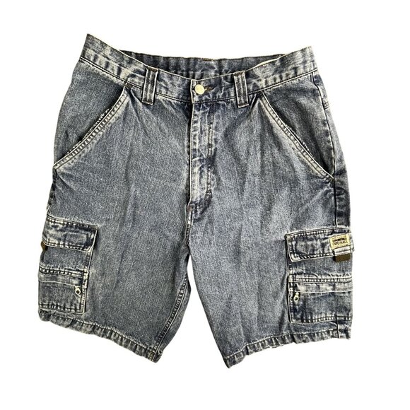 VTG Wrangler Hero Originals Cargo Shorts Mens 30 Denim Utility Pockets 90s - Picture 1 of 10